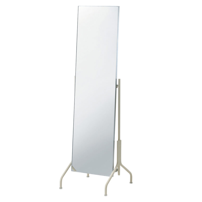 Kyasha : Rack B stand mirror zinc plated and ivory