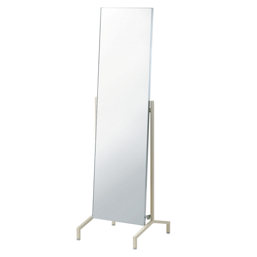 Kyasha : Rack C stand mirror zinc plated and ivory