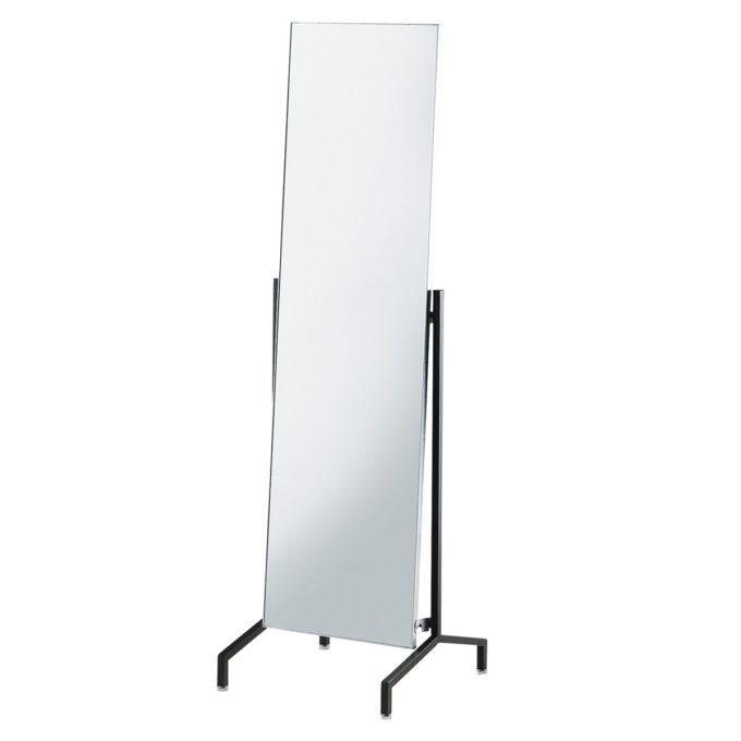 Kyasha : Rack C stand mirror zinc plated and black leather