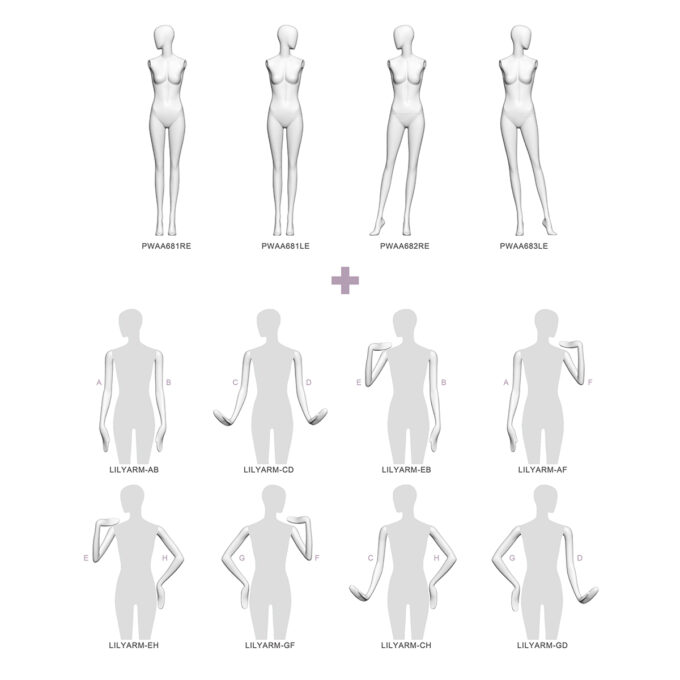 LILY : マネキン PWAA682RE+LILYARM-CD